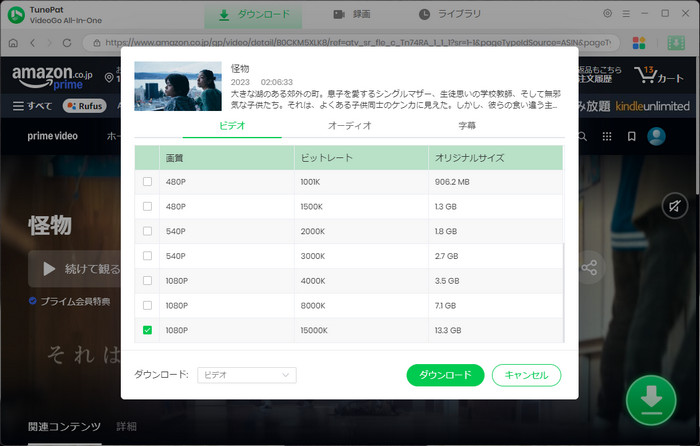 ダウンロードの詳細設定を調整
