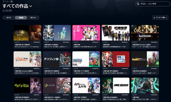 U-NEXT 見放題アニメ